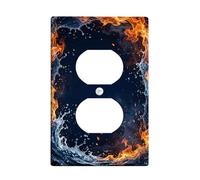 Fire Duplex Outlet Covers Wall Plate, Dynamic Modern Water Smoke None Orange Plastic Standard Size Decorative Receptacle Outlet Covers for Bedroom Bathroom Kitchen Entrance Decor