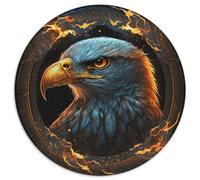 Fire Eagle Head 1000Pc Adults Jigsaw Puzzle Round Puzzles for 1000 Piece DIY Home Decor Gift, Adult Brain Teaser (Size 67.5x67.5cm)