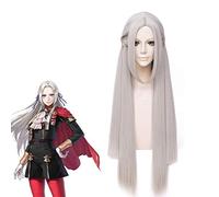 Fire Emblem ThreeHouses Cosplay Wig Edelgard Von Fresberg Long Gray Straight Middle Part Hair Halloween Role Play Wigs
