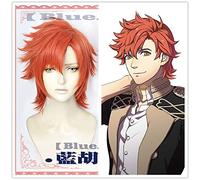 Fire Emblem ThreeHouses Wig Cosplay Sylvain Jose Gautier Short Orange Red Side Part Hair Halloween Role Play Hair Wig+ Free Wig