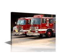 Fire Engine Canvas Wall Art Firefighter Home Decor for Living Room Black and White Fire Truck Wall Decorations 1 Pieces for Living Room Modern Artwork Stretched and Framed Ready to Hang 24x16 in