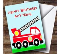 Fire Engine Fireman Personalised Birthday Card - Special Personalised Birthday Card For Children, Kid's Birthday Card