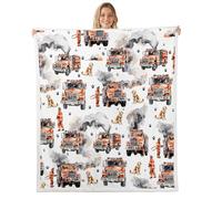 Fire Engine Fleece Flannel Blanket,Cartoon Fire Truck Bed Plush Blanket for Rustic Home Decor,Red Firemen Car Vehicle Dog Lightweight Blankets for Sofa Couch,Baby 30"x40"