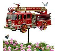 Fire Engine Floor Swirl Spinner Decorative Weathervane Sculpture | Metal wind chimes for the yard. Suitable for the garden, courtyard, ground, patio, farmhouse, party and
