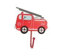 Fire Engine Hook Red Painted Wood with Metal Arm for Bedroom Decor