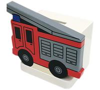 Fire Engine Money Box | Childrens Wooden Money Box | Piggy Bank, Saving Pot for Kids Room or Nursery Decor - Hand made in UK