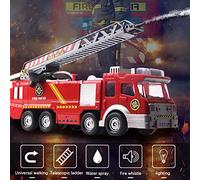 Fire Engine Truck with Lights Sounds Water Spray Simulation, ABS Material for Toddler Educational Play (Red)