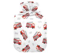 Fire Engine White Hot Water Bottle with Cover for Pain Relief Hand Feet Warmer for Headaches, 2L