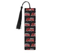 Fire Engine Wooden Bookmark with Tassel Rectangle Book Marker for Book Lovers