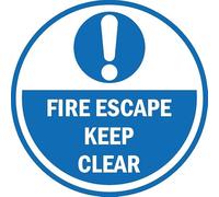 Fire escape keep clear floor sticker - Self adhesive floor graphic (200mm x 200mm)