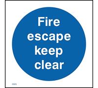 Fire Escape Keep Clear Sign - 75mm x 75mm - Self Adhesive Sticker (FPR5)