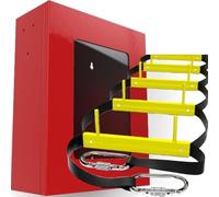 Fire Escape Ladder 3 Storey 8m - Rope Ladder for Fire Escape in Storage Box - Rescue Ladders & Mounting Hardware included - Built-In Emergency Ladders - Fire Safety Solution - Cabinet