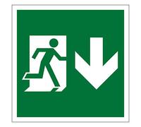 Fire exit arrow down sign Self adhesive vinyl sticker 120mm x 120mm To clearly indicate the exact direction of fire exits and escape routes (1)