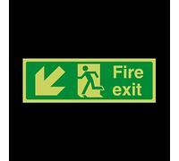 Fire Exit Arrow Left Down Plastic Sign - Emergency/Fire Exit/Extinguisher (EE8)