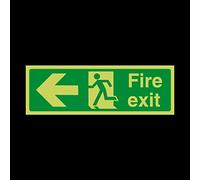 Fire Exit Arrow Left Photoluminescent Plastic Sign with 4 Pre-Drilled Holes - Emergency/Fire Exit/Extinguisher (EE12)