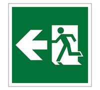 Fire exit arrow left sign Self adhesive vinyl sticker 120mm x 120mm To clearly indicate the exact direction of fire exits and escape routes (30)