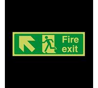 Fire Exit Arrow Left Up Photoluminescent Plastic Sign - Emergency/Fire Exit/Extinguisher (EE6)