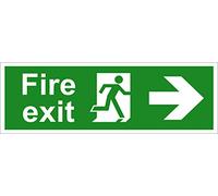 Fire Exit (Arrow up down left right) Emergency Fire Escape Sign Rigid PVC size 300x100mm All Directions Safety - complying with EN ISO 7010. Instructions for workplace or premises (1, ARROW RIGHT)