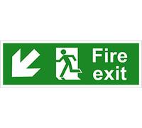 Fire Exit (Arrow up down left right) Emergency Fire Escape Sign Rigid PVC size 300x100mm All Directions Safety - complying with EN ISO 7010. Instructions for workplace or premises (1, ARROW DOWN LEFT)