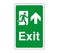 Fire exit arrow up - safety sign - Fire Exit Keep Clear Sign, Fire Action Point Sign, Fire Signs - High tack self-adhesive sticker (300mm x 200mm) Viewing Distance within 7m.