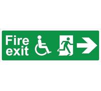 Fire exit, disabled access, arrow right, glow in the dark emergency sign - 1.2mm Photoluminescent rigid plastic (300mm x 100mm)