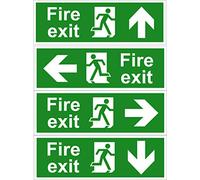Fire Exit Emergency Fire Escape Signs Rigid PVC size 300x100mm All Directions Safety - complying with EN ISO 7010. Instructions for workplace or premises (1, MULTIPLE ARROW UP, DOWN, LEFT, RIGHT)