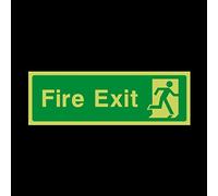 Fire Exit Final Right Photoluminescent Plastic Sign with double sided fixing tape - Emergency/Fire Exit/Extinguisher (EE75)