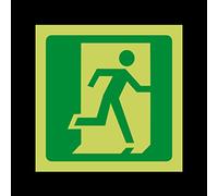 Fire Exit Final Symbol to Right Photoluminescent Plastic Sign with double sided fixing tape - Emergency/Fire Exit/Extinguisher (MISC73)
