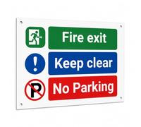 Fire Exit Keep Clear No Parking No.667, A4 (210mm x 297mm) - Holes