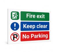 Fire Exit Keep Clear No Parking No.667, A4 (210mm x 297mm) - No Holes