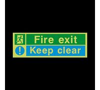 Fire Exit Keep Clear Photoluminescent Plastic Sign - Emergency/Fire Exit/Extinguisher (EE15)