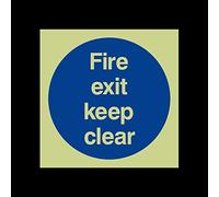 Fire exit keep clear Photoluminescent Plastic Sign - Fire Escape, Keep Locked, Closed, Stairs, Clear, Automatic