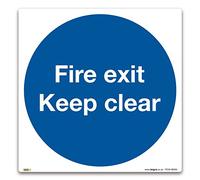 Fire exit keep clear Sign - 100x 100mm Self-adhesive Vinyl Sign - Fire Action Safety