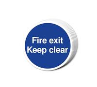 Fire Exit Keep Clear Signs 80mm x 80mm Multi Pack Strong Adhesive Vinyl Stickers for Fire Door Safety (6)