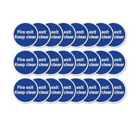 Fire Exit Keep Clear Signs 80mm x 80mm Multi Pack Strong Adhesive Vinyl Stickers for Fire Door Safety (24)