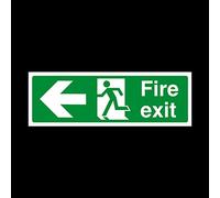 Fire Exit Left 300x100mm Plastic Sign with double sided fixing tape - Fire/Emergency/Exit/Alarm/Push/Extinguisher/Assembly (EE12)