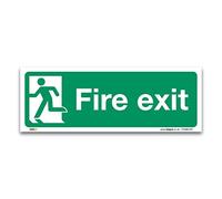 Fire Exit Left Sign, 1mm Rigid Plastic 42x15cm, British Standard Fire Safety