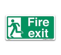 Fire Exit Left Sign, Self-adhesive Vinyl Sticker 30x15cm, British Standard Fire Safety