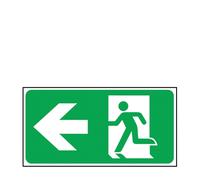 Fire Exit Man & Left Arrow Green Self Adhesive Sign 150 x 300mm (Each)