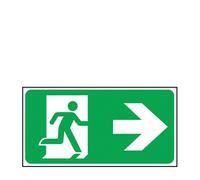 Fire Exit Man & Right Arrow Green Self Adhesive Sign 150 x 300mm (Each)