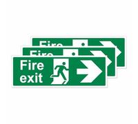 Fire Exit Right Arrow Self-Adhesive Vinyl Signs Stickers by - 300 x 100mm - 3 Pack - Waterproof & UV Resistant for Safety Compliance