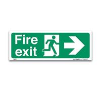 Fire Exit Right Arrow Sign, 1mm Rigid Plastic 42x15cm, British Standard Fire Safety