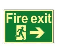 Fire Exit Running Man Arrow Right - Photoluminescent 300 X 200mm Scan Multi One Size