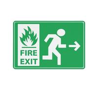 Fire Exit Running Man (Right Arrow) Sign 12 X 8 Inches Reflective Aluminum Metal Warning Signage With Symbol For Indoor Outdoor Use
