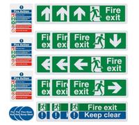 Fire Exit Sign 21X Self Adhesive Sticker Kit Large Fonts Running Man Pointing Up Practical Daily Accessory Portable Device Reliable Solution, for Household, Office, School, Apartment, Dorm