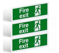 Fire Exit Sign - 3 Pack, 300x100mm Self Adhesive Vinyl - Durable Fire Escape Route Stickers for Indoor & Outdoor Use, EN ISO 7010:2012 Compliant