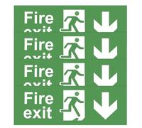 Fire Exit Sign, 4pcs Exit Signs Self Adhesive Emergency Signs Keep Clear Safety Signs 30×10cm Down Arrow Fire Escape Sign for Indoor and Outdoor Safety