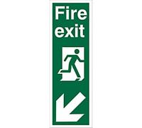 Fire Exit Sign Arrow Down Left 15 x 45 cm