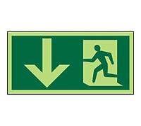 Fire Exit Sign Down Arrow Adhesive Plastic 15 x 30 cm