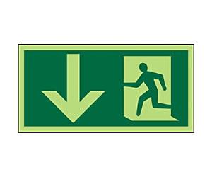 Fire Exit Sign Down Arrow Wall Mounted PVC (Polyvinyl Chloride) 15 x 30 cm
